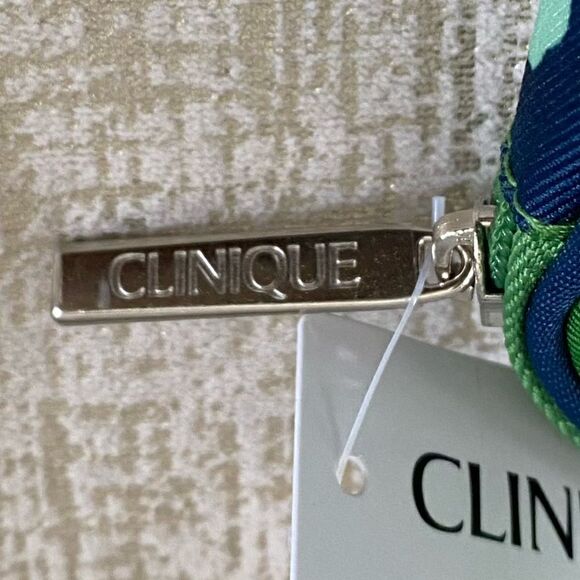 Kate Spade x Clinique Collab Green/Blue Floral Zip Top Make Up/Cosmetic Bag. NWT - Picture 5 of 9